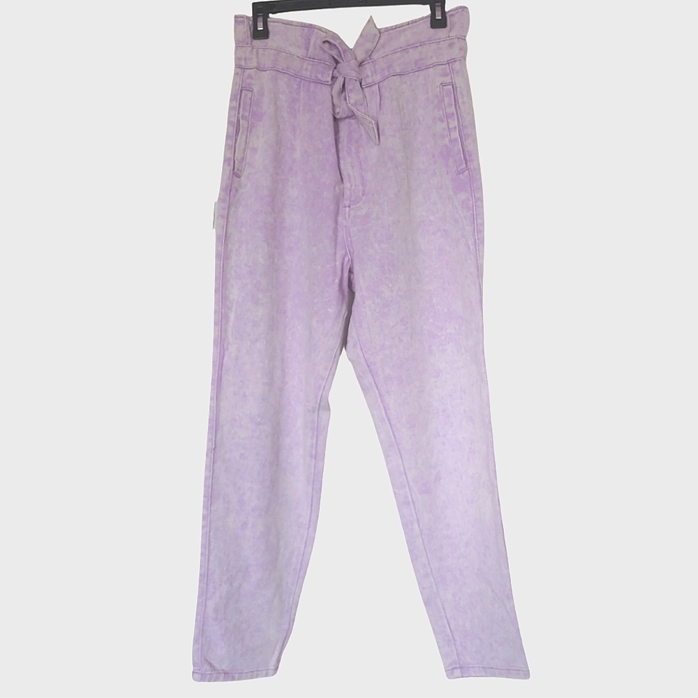 Missguided High Waisted Paperbag Balloon Jeans Lilac Size 8
